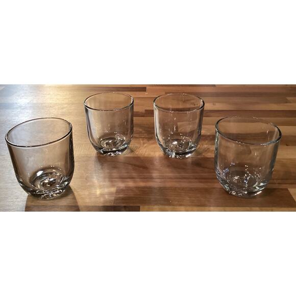 Vintage Roly Poly Clear Whiskey Glasses Molded Star Pattern on Bottom Set of 4 - Picture 8 of 12